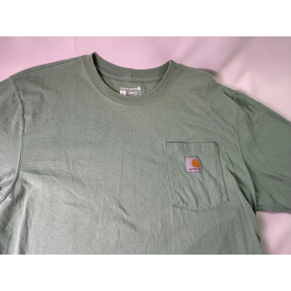 Carhartt Men Large Tall Loose Fit Short Sleeve Pocket T Shirt Sage Green K87 G82